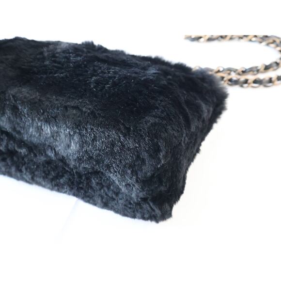 Chanel Rabbit Fur Bag CC Shoulder Chain Coco Mark Vintage Black Soft Rare Auth - Picture 3 of 16